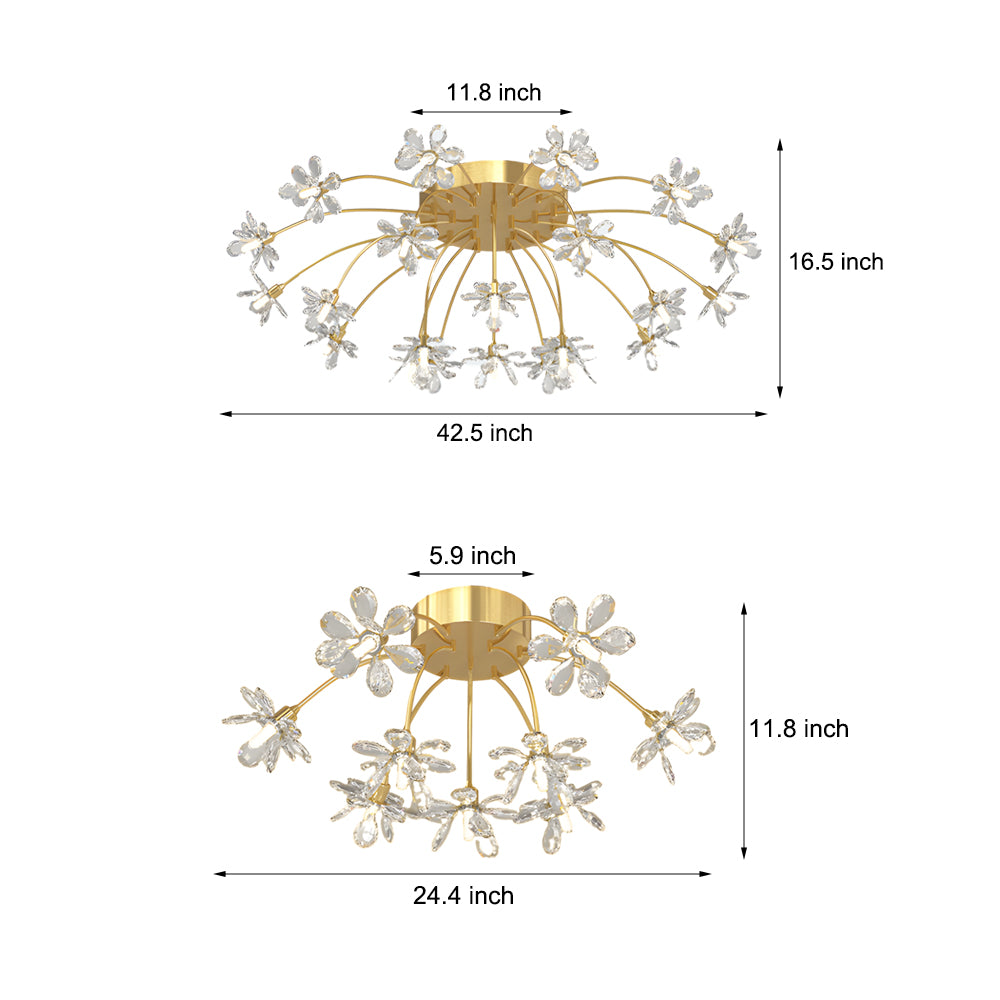 Crystal Flower Dandelion Modern Ceiling Light