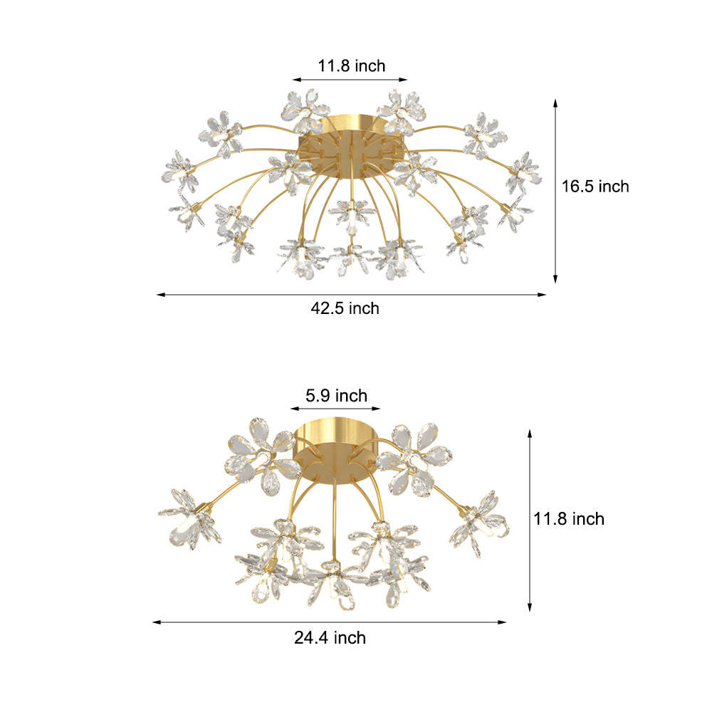 Crystal Flower Dandelion Modern Ceiling Light