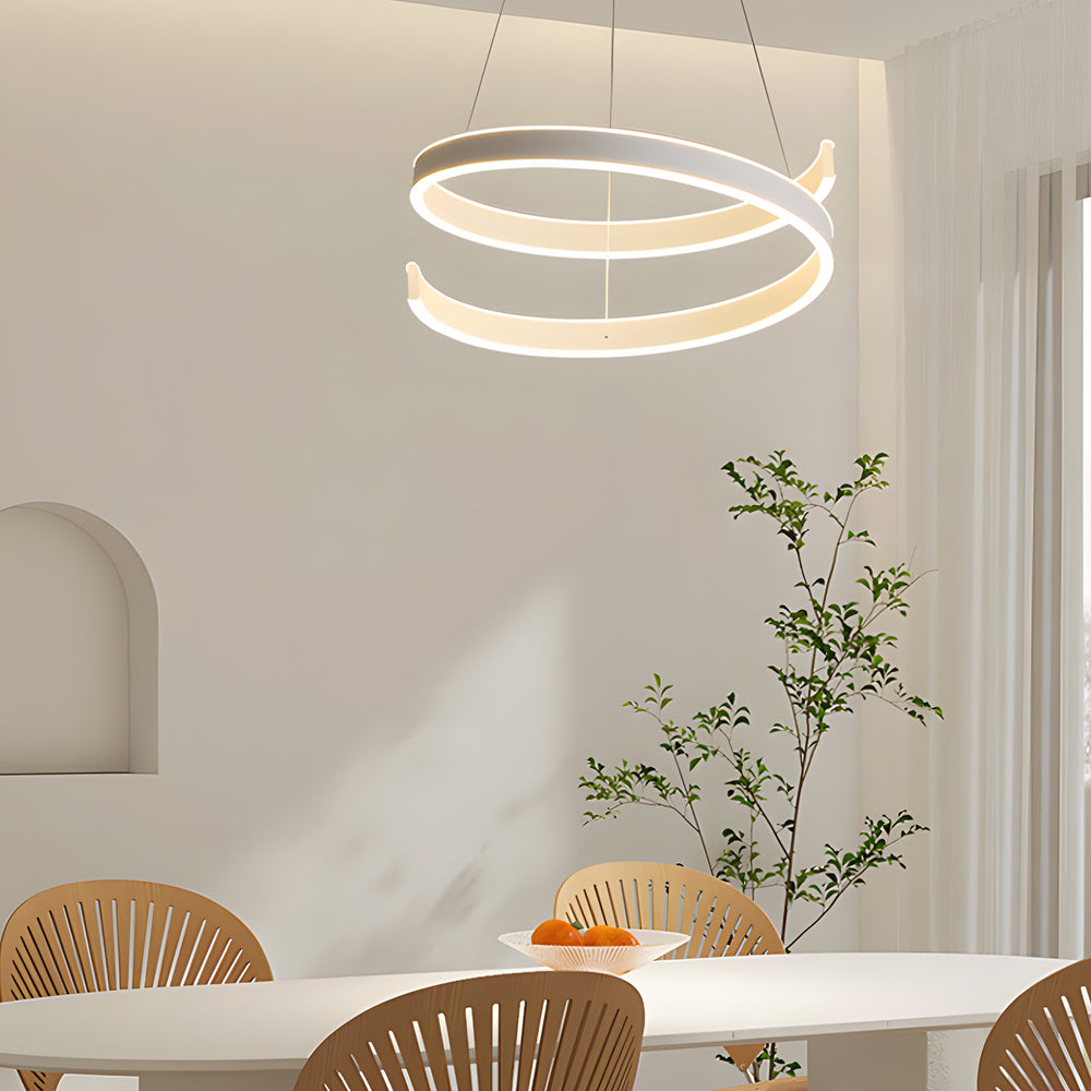 Matte White Twisted Dimmable LED Ring Pendant Lamp