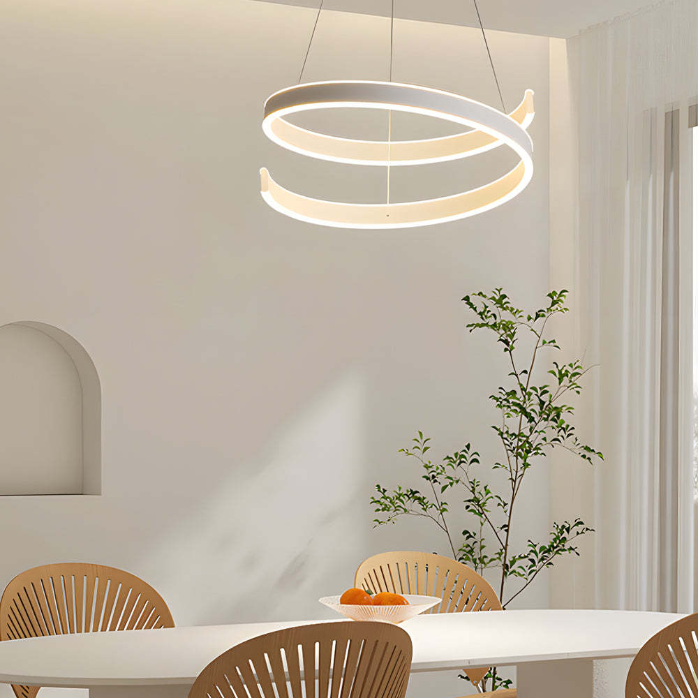 Matte White Twisted Dimmable LED Ring Pendant Lamp