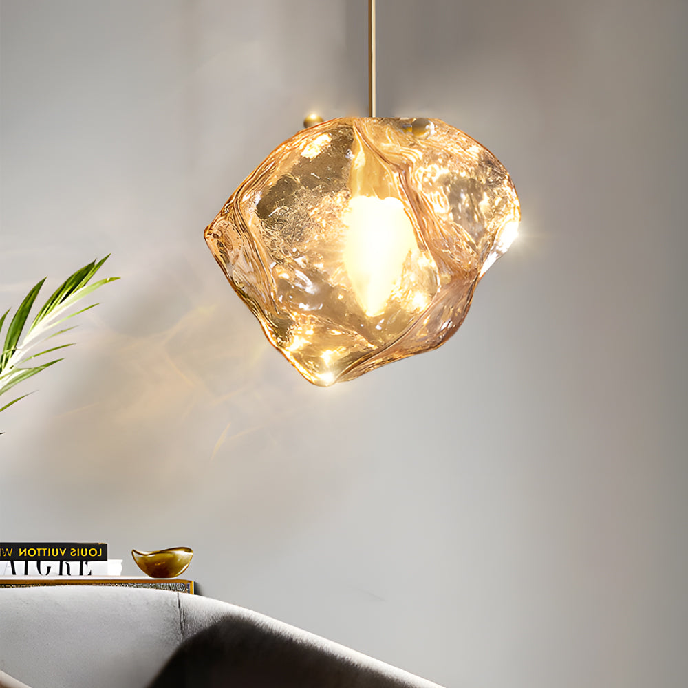 Irregular Lava Glass Copper Post-Modern Chandelier