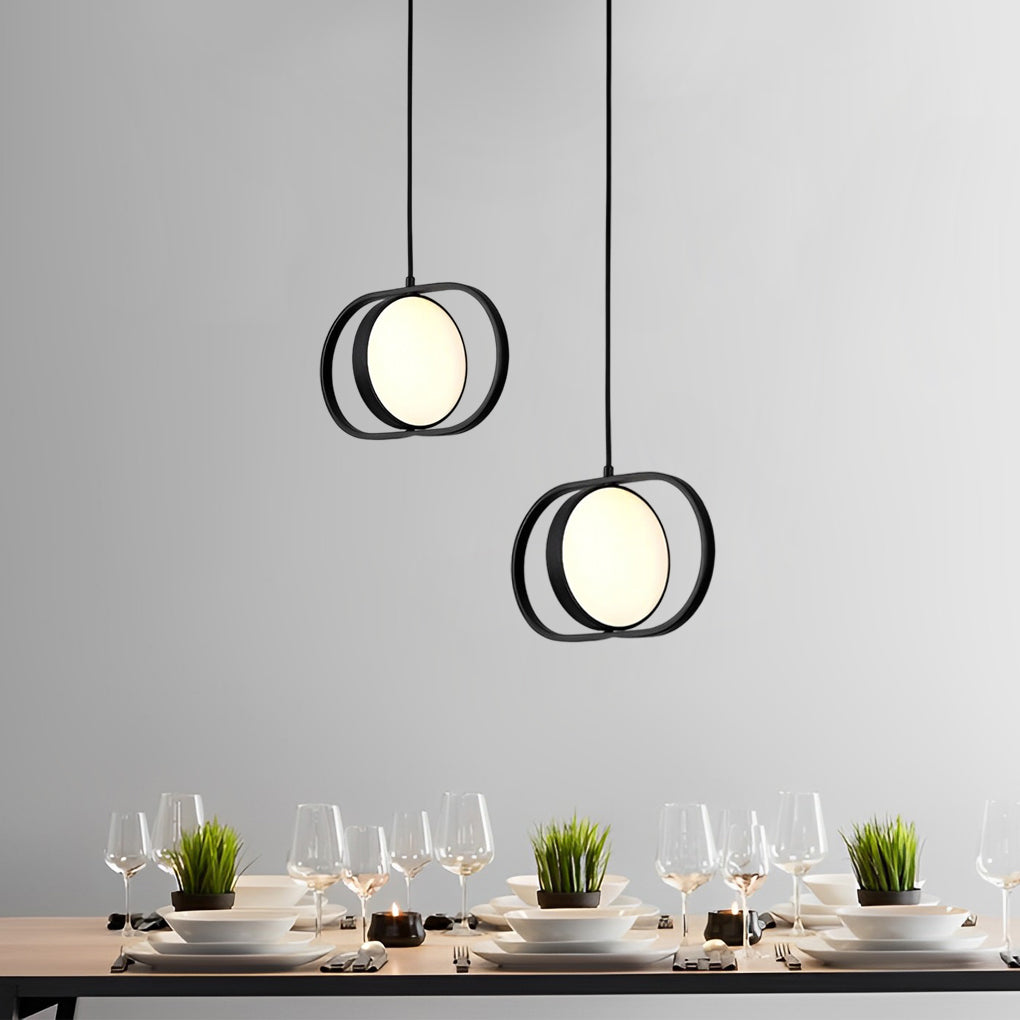 Adjustable Round Dimmable Black Modern LED Pendant