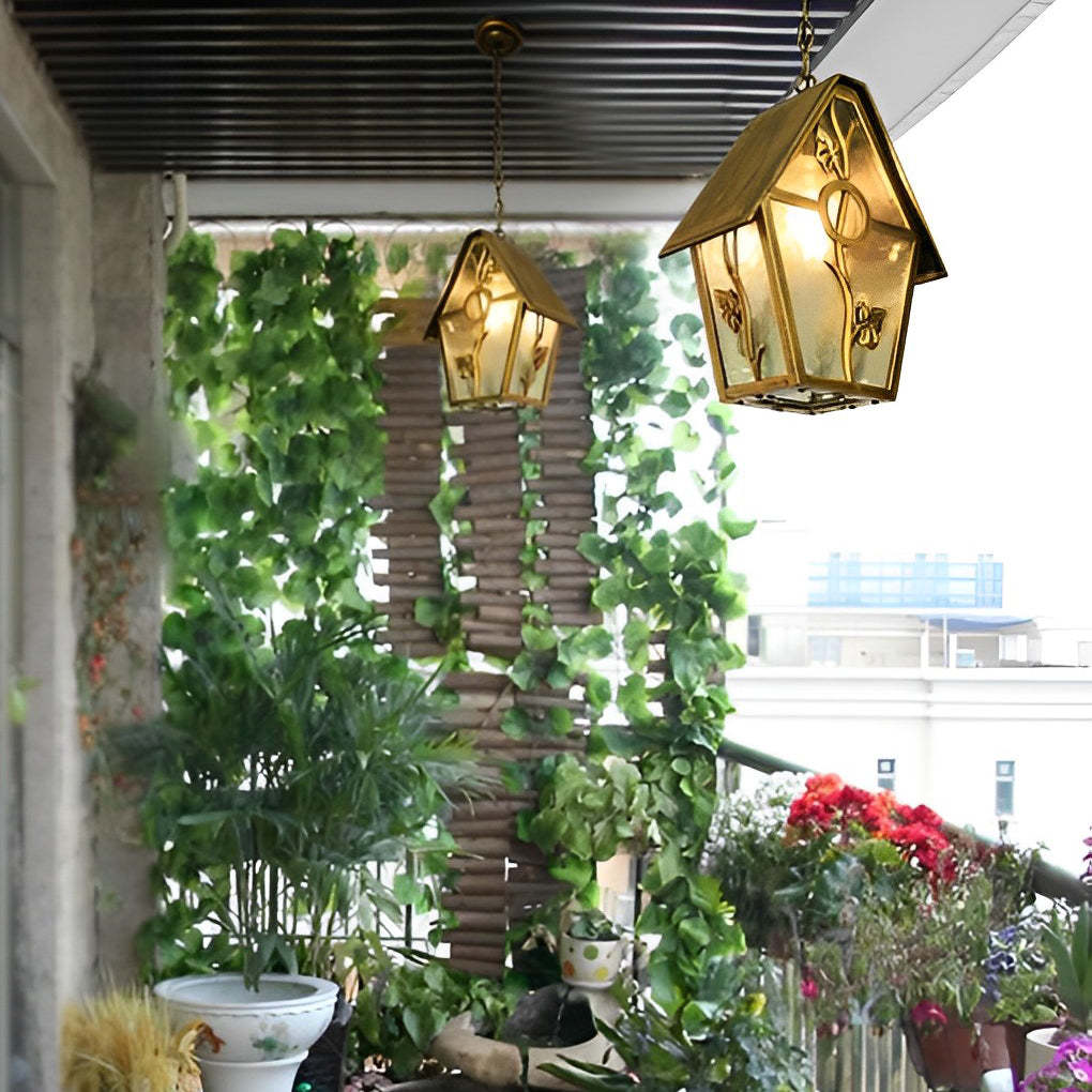 Creative Cabin Glass Waterproof American Style Outdoor Chandelier Lamp-Lighom