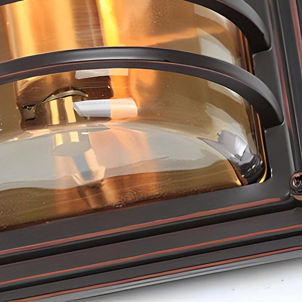 Vintage Aluminum Brown Glass Waterproof Modern Outdoor Wall Light-Lighom