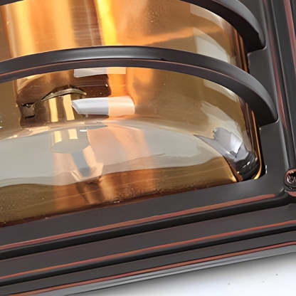 Vintage Aluminum Brown Glass Waterproof Modern Outdoor Wall Light-Lighom