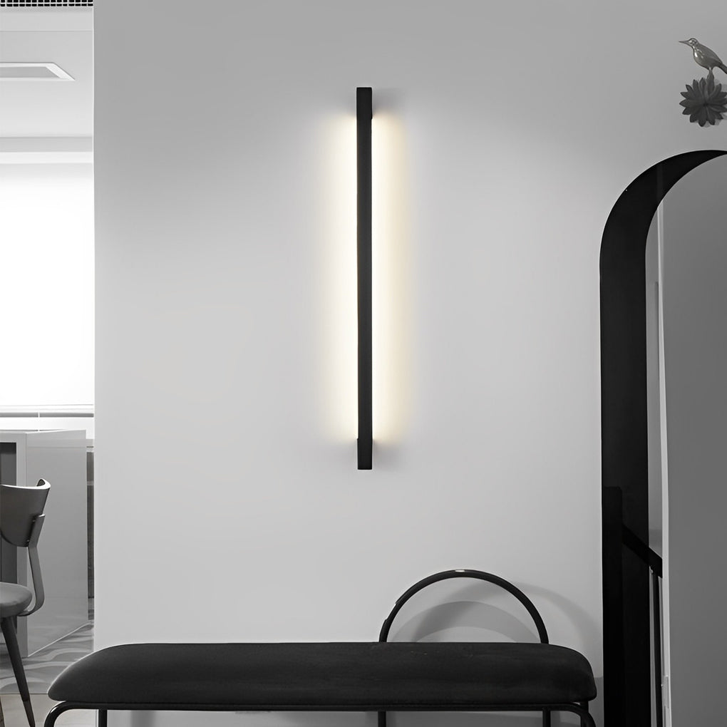 Minimalist Strip Three Step Dimming LED Black Postmodern Wall Lamp-Lighom