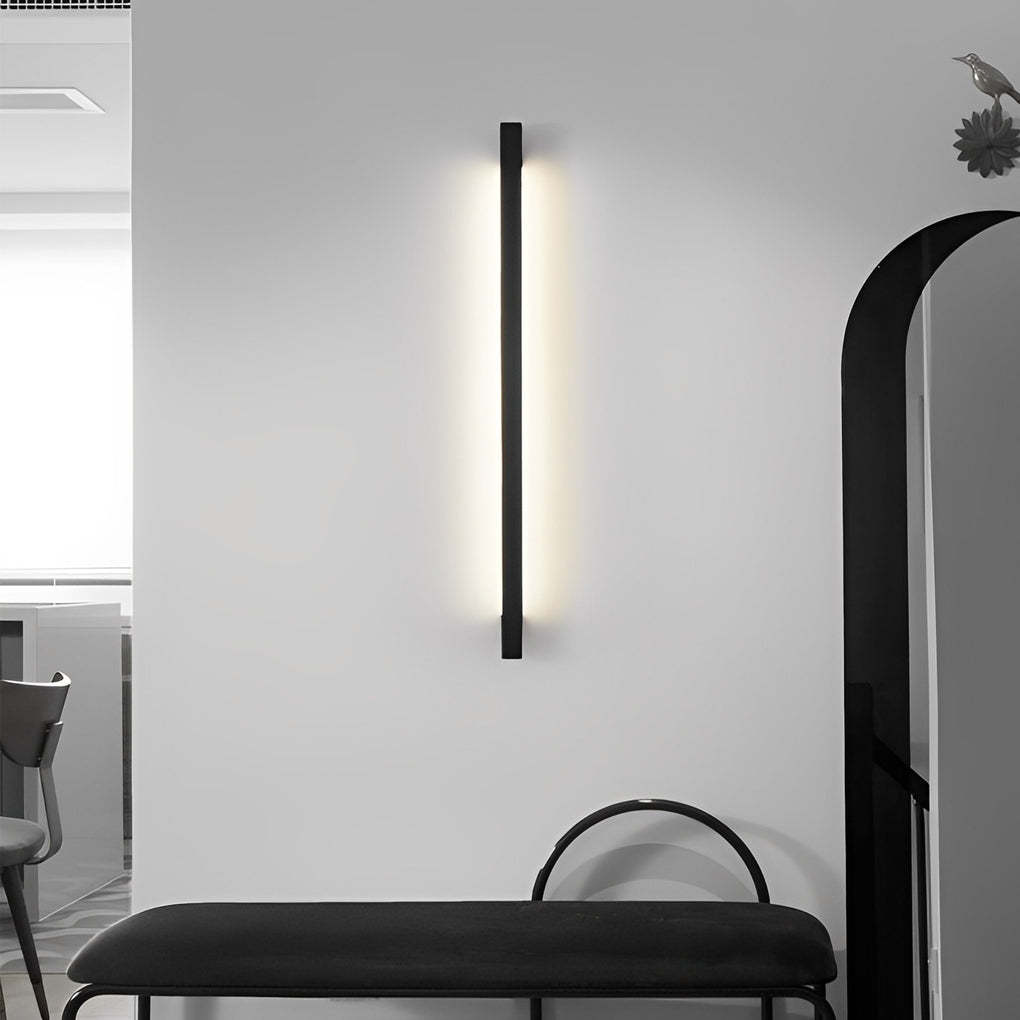 Minimalist Strip Three Step Dimming LED Black Postmodern Wall Lamp-Lighom