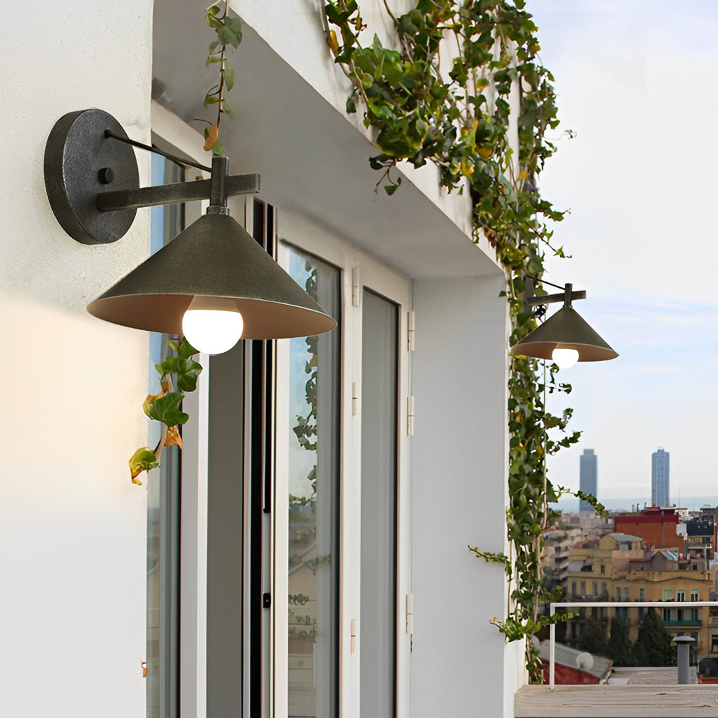 Conical Simple Waterproof Retro American-style Outdoor Wall Sconce Lighting-Lighom