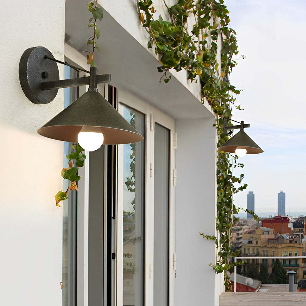 Conical Simple Waterproof Retro American-style Outdoor Wall Sconce Lighting-Lighom