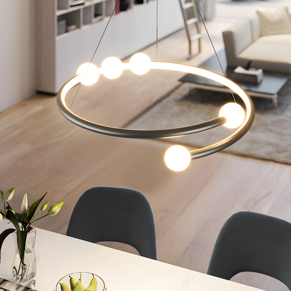Minimalist Ring Ball Dimmable LED Nordic Chandelier