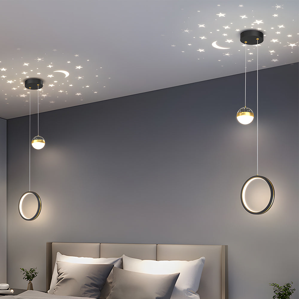 Oval Ring Starry Projection Modern Pendant Light