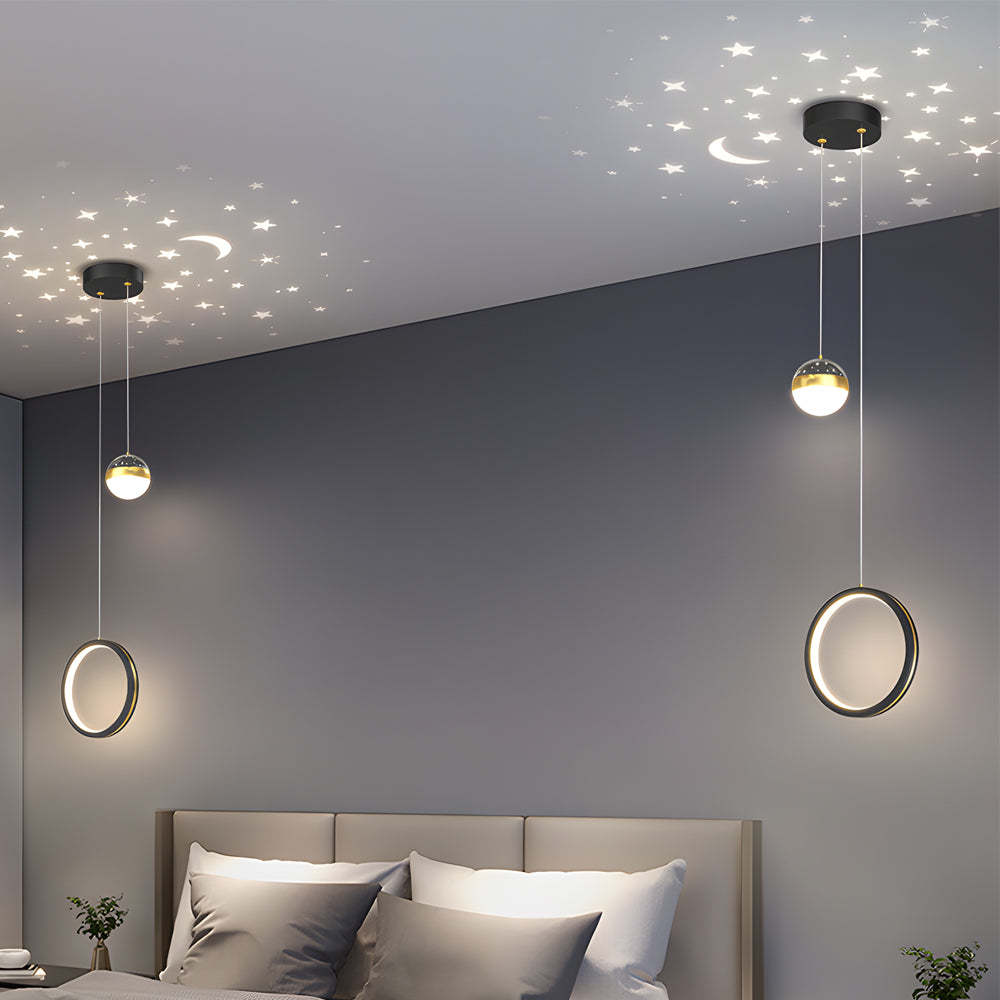Oval Ring Starry Projection Modern Pendant Light