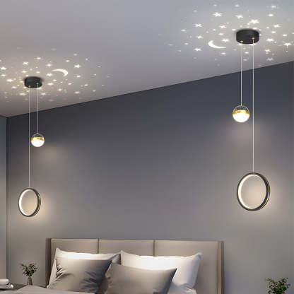 Oval Ring Starry Projection Modern Pendant Light