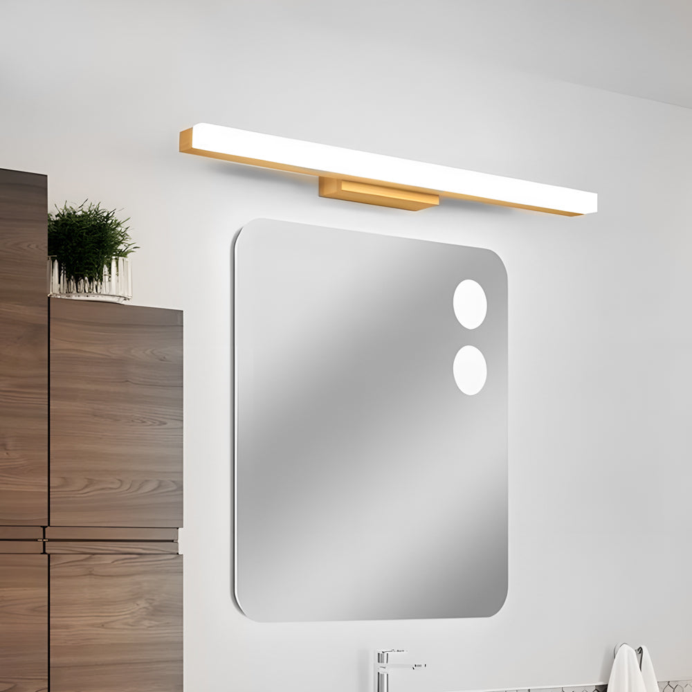 Modern Wooden LED Vanity Light Rectangular Wall-Mount Bathroom Lighting-Lighom