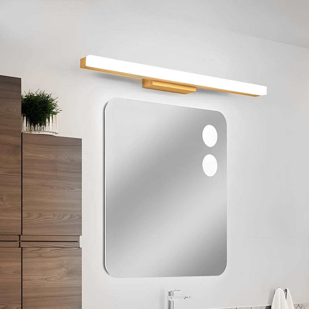 Modern Wooden LED Vanity Light Rectangular Wall-Mount Bathroom Lighting-Lighom