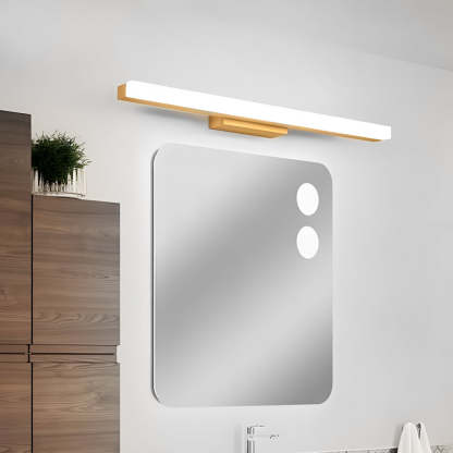 Modern Wooden LED Vanity Light Rectangular Wall-Mount Bathroom Lighting-Lighom