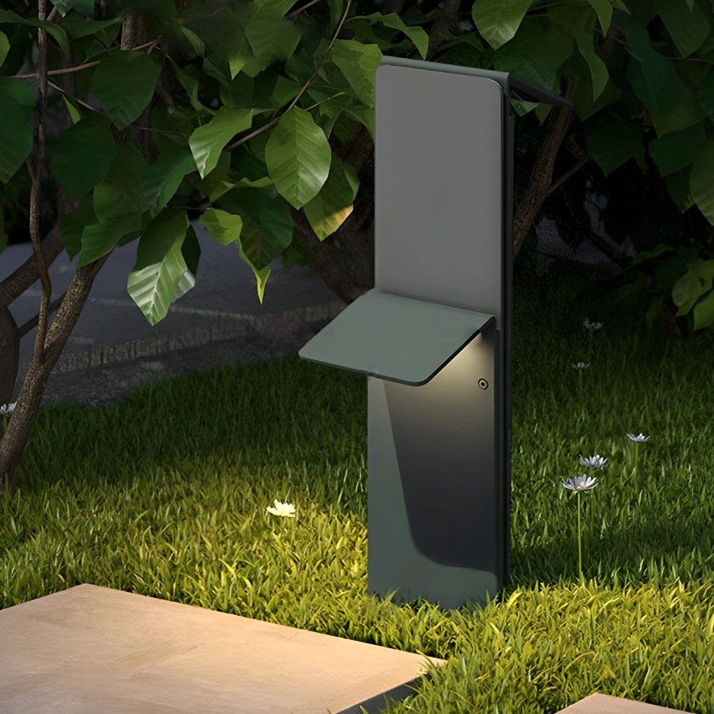 Modern vertical dual-panel landscape lighting in metal — 9.1" L x 5.5" W x 19.3" H / Hardwired / Set of 2