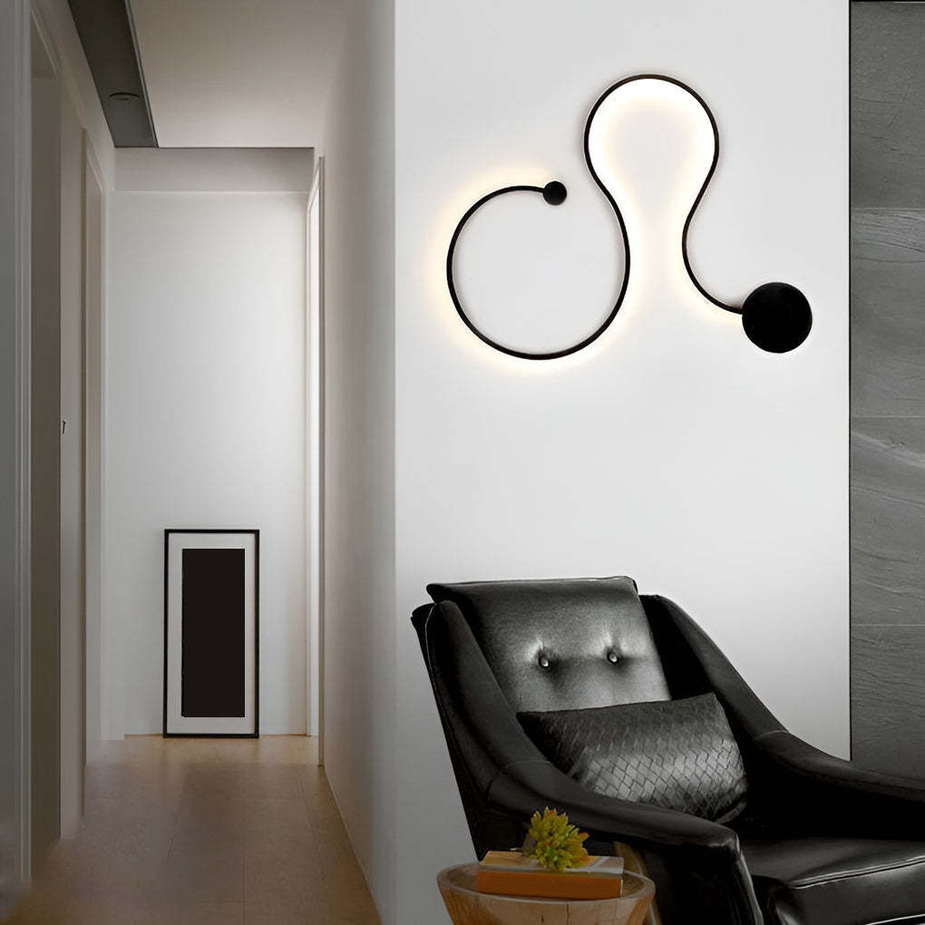 Creative Long Curved Linear LED Modern Wall Sconce Lighting Wall Light Wall Lamp-Lighom