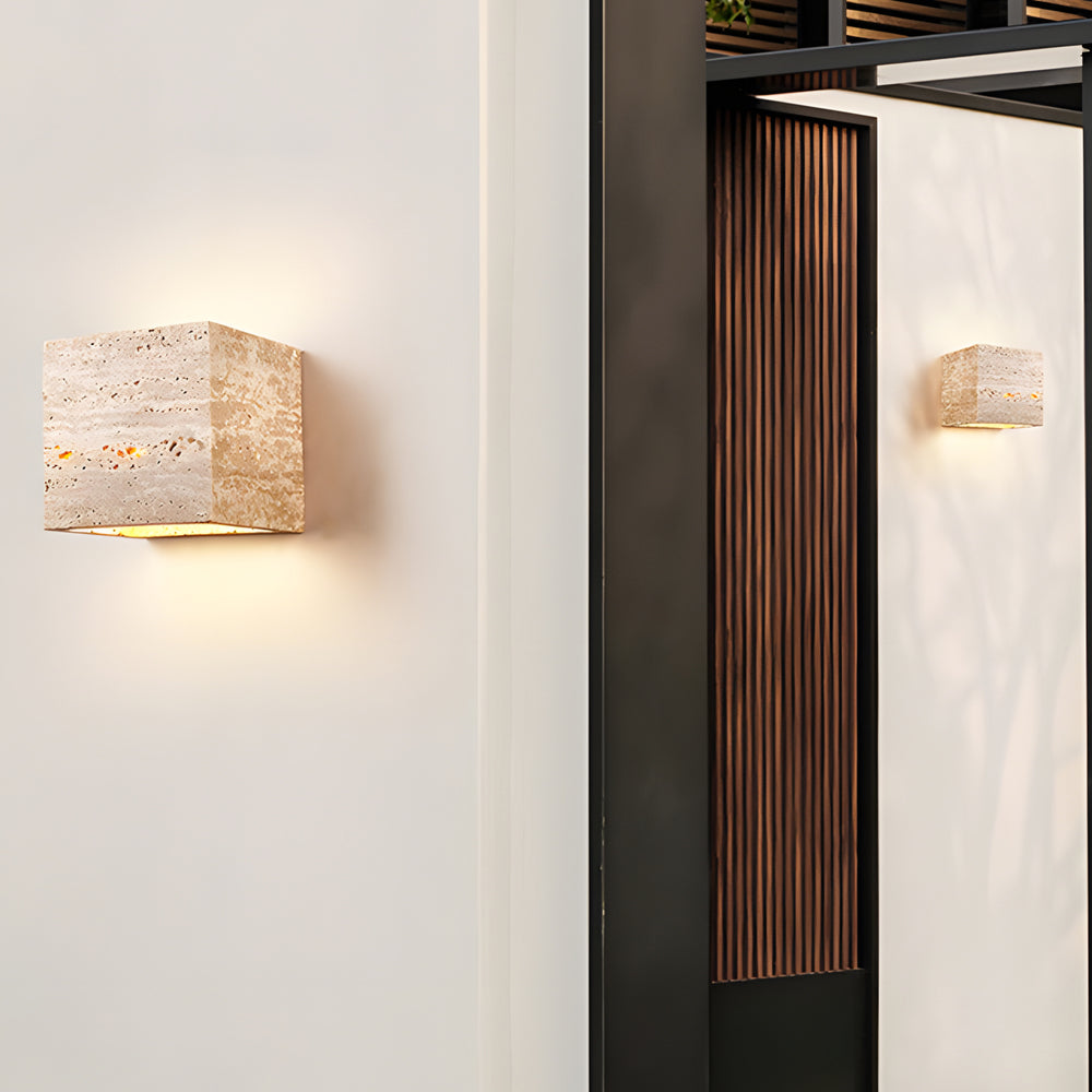 Wabi-Sabi Yellow Travertine LED Wall Sconce - Square/Rectangle-Lighom