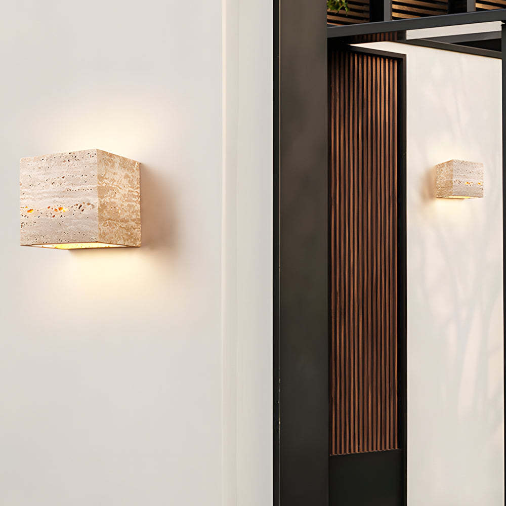 Wabi-Sabi Yellow Travertine LED Wall Sconce - Square/Rectangle-Lighom