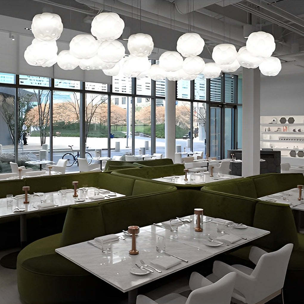 Round Glass Cloud LED White Modern Pendant