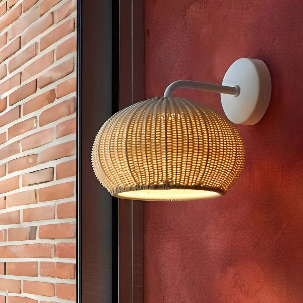 Lantern Shaped Waterproof Rattan Modern Outdoor Wall Lamp Chandelier-Lighom