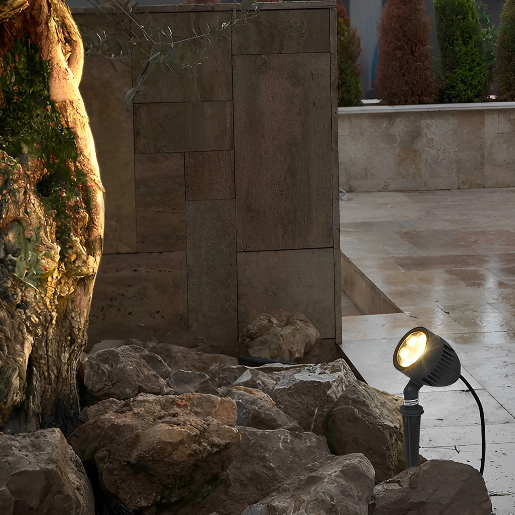 Adjustable Round LED COB Waterproof Black Modern Outdoor Spotlights-Lighom