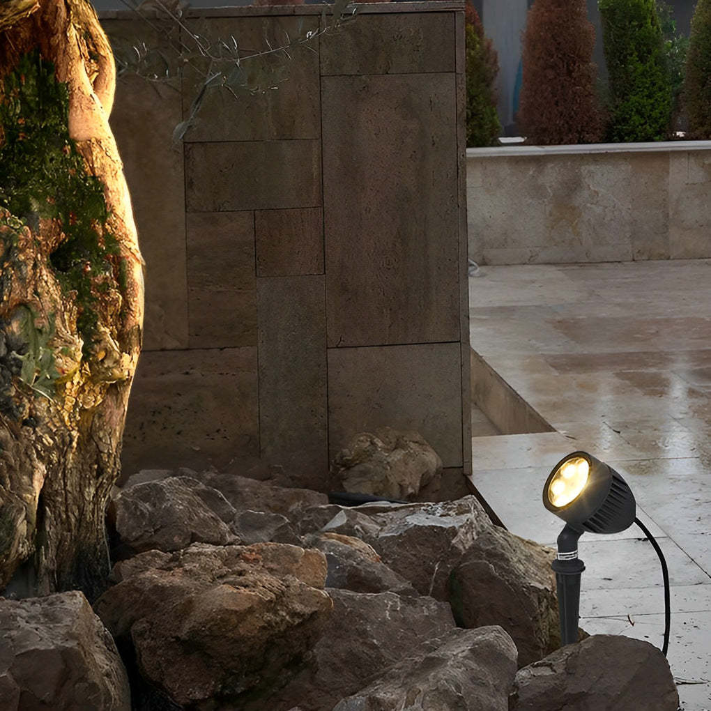Adjustable Round LED COB Waterproof Black Modern Outdoor Spotlights-Lighom