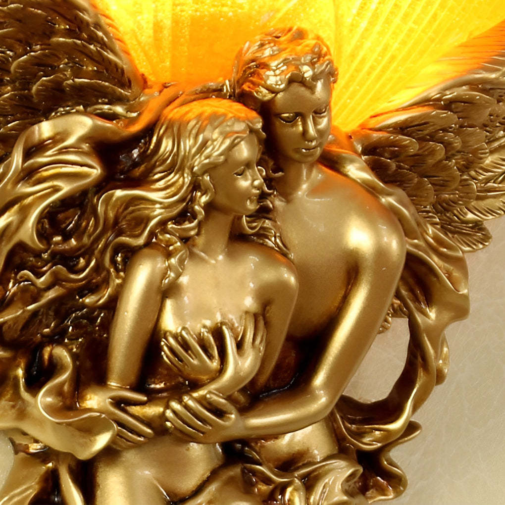 Retro Resin 3D Shy Angel Art Sculpture Glass European Style Wall Lamp-Lighom
