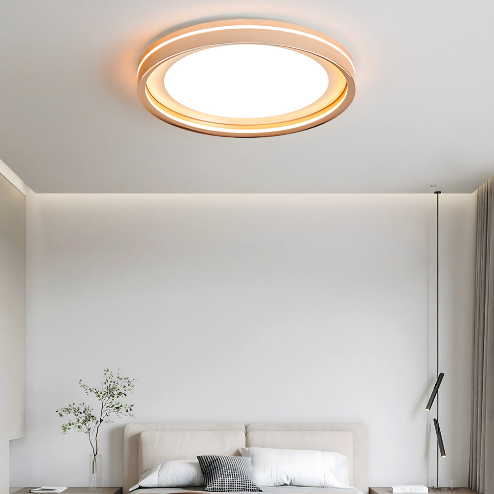 Lighom modern ring layered black flush mount lighting in metal — 15.7" / Brushed Gold