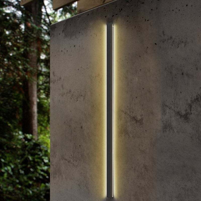 Long Strip LED Waterproof Black Minimalist Outdoor Wall Lights Exterior Lights-Lighom