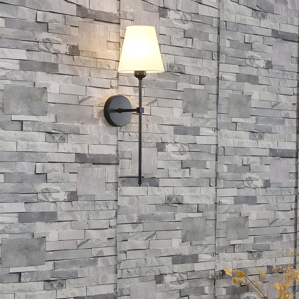 Modern Black Gold Linen Shade Wall Sconce