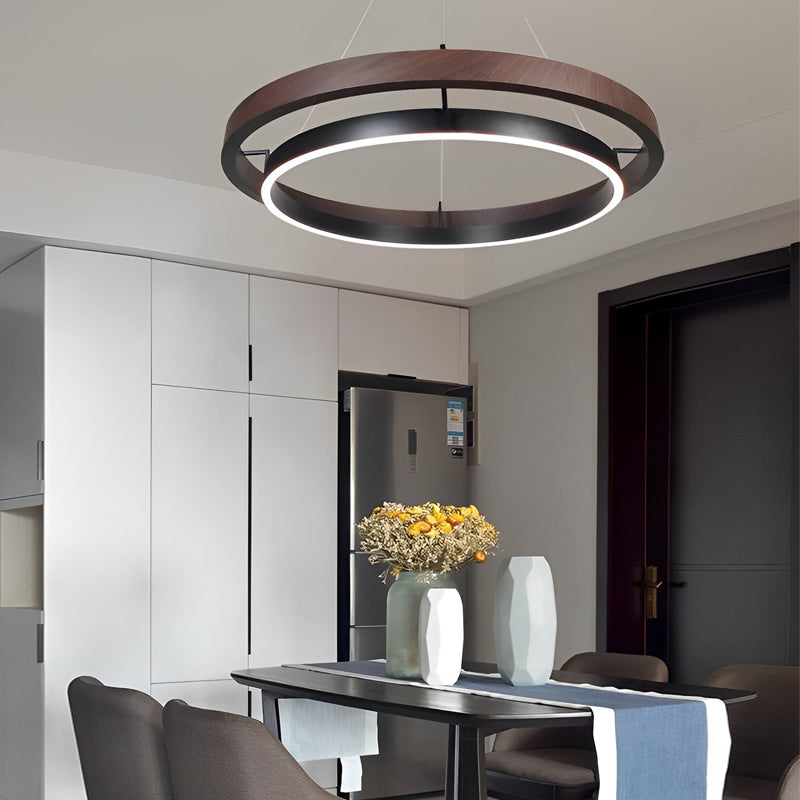 Round Minimalist Dimmable LED Black Modern Chandelier — 47.2''