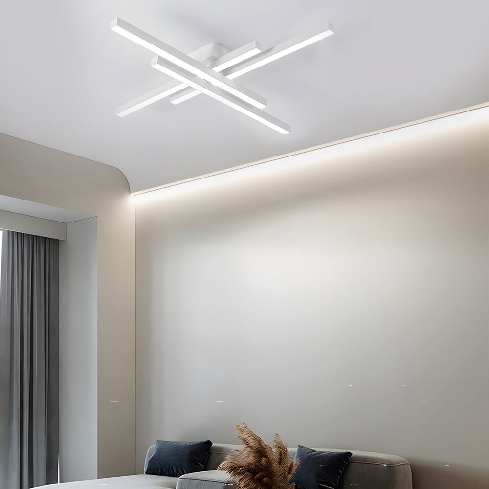 4-Light Modern Linear Parallax LED Flush Mount Ceiling Light
