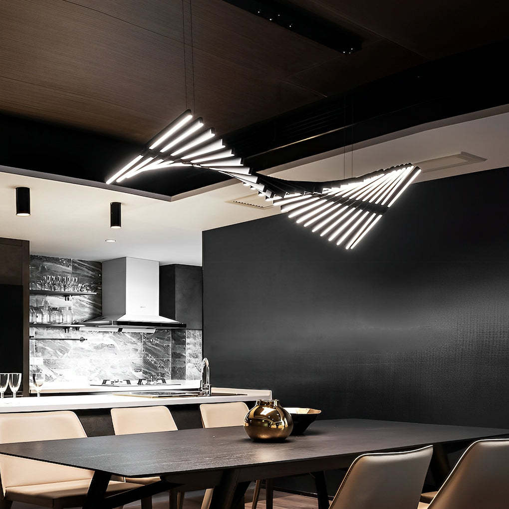 Wave Fishbone Strip Stepless Dimming LED Nordic Pendant
