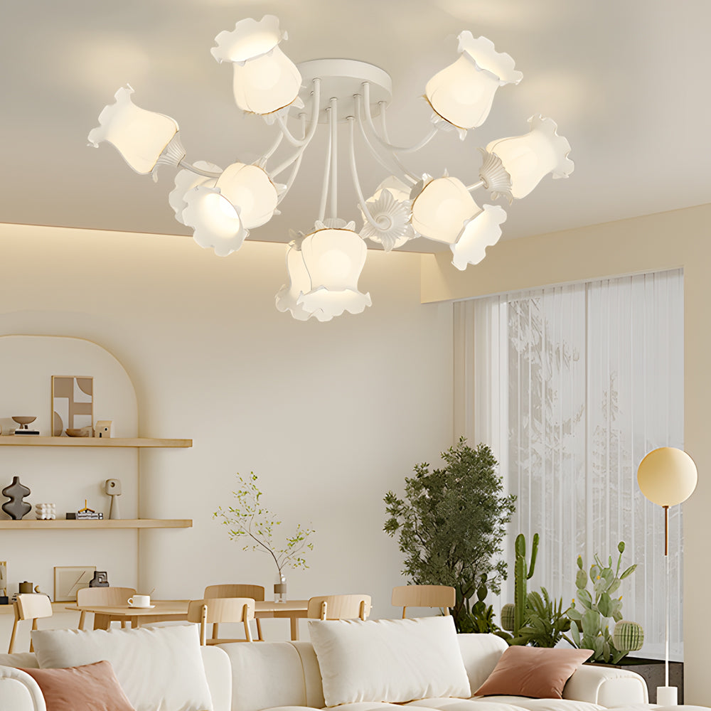 French flower white chandeliers in metal