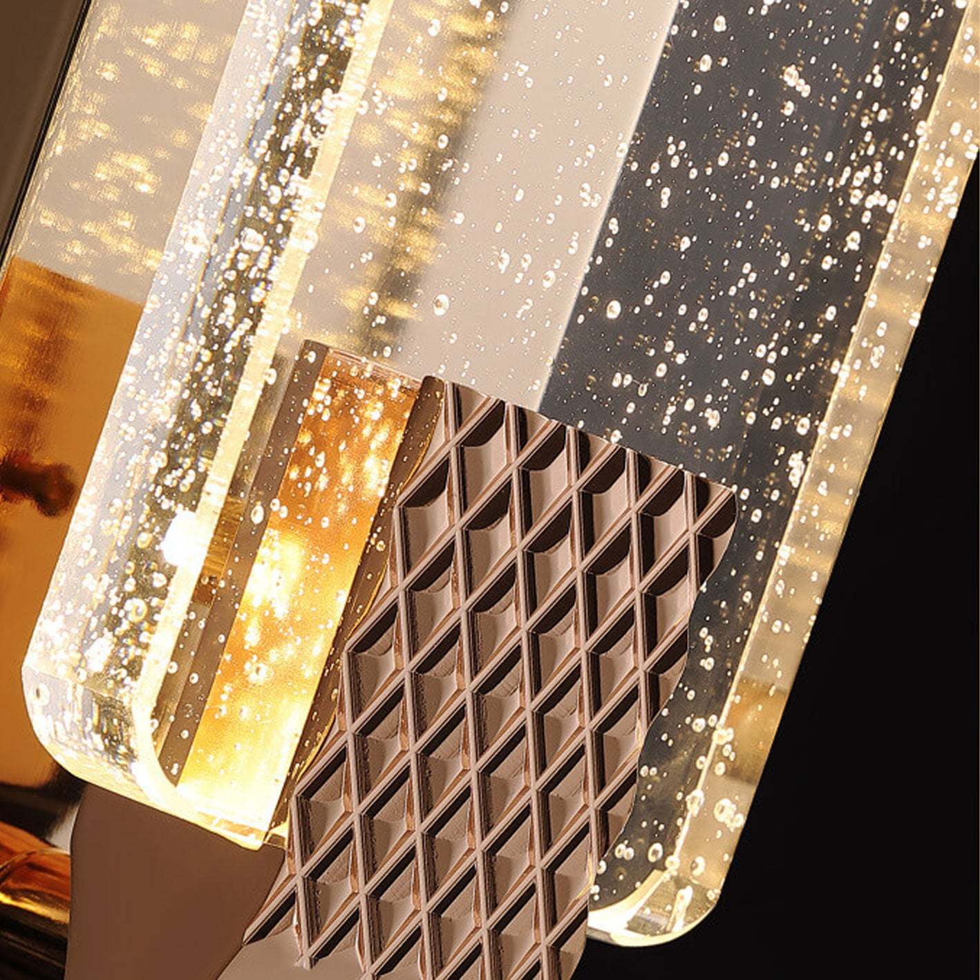European Rectangular Bubble Crystal LED Sconce — 220V-240V For UK/AU / White Light (5000K)