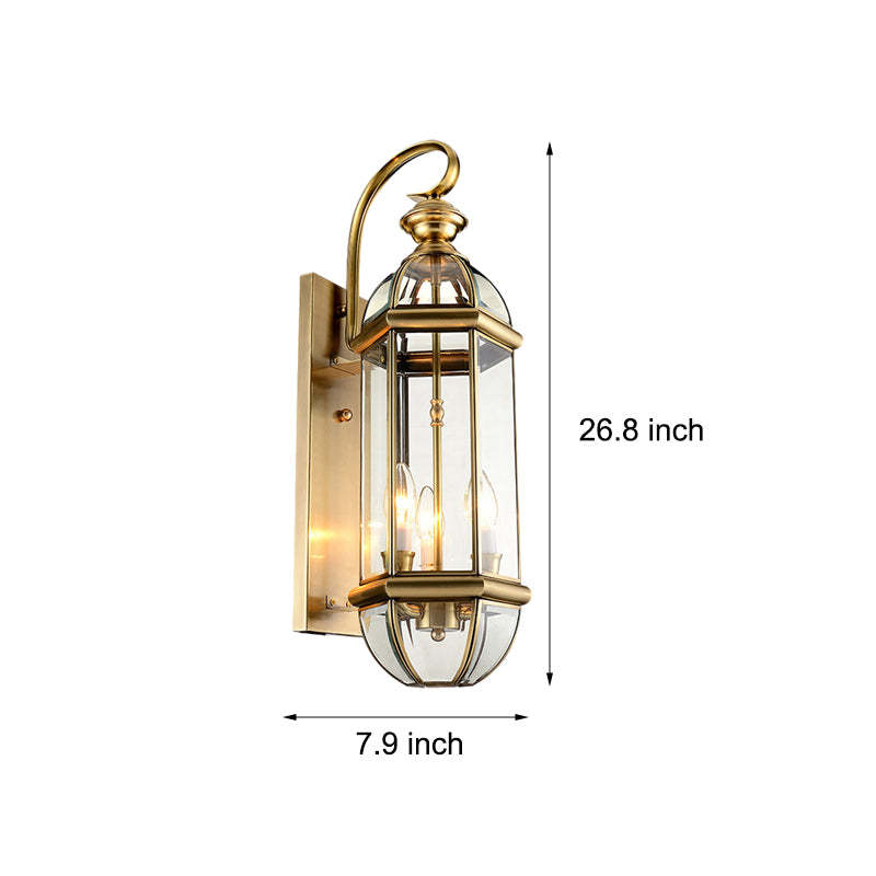 Retro Copper Glass European Outdoor Wall Light