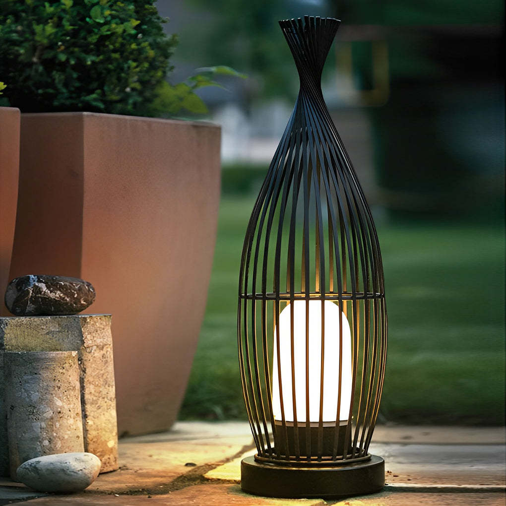 Industrial Courtyard Waterproof Caged LED Floor Lamp-Lighom
