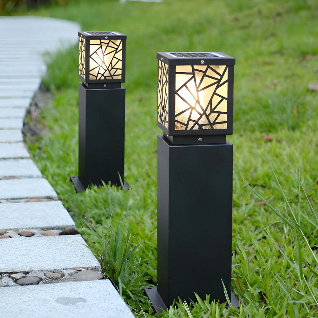 Retro LED Waterproof Black Modern Solar Path Lights Outdoor Lawn Light-Lighom