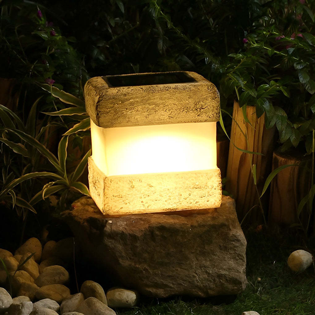 Modern Square Resin Solar Garden Lamp