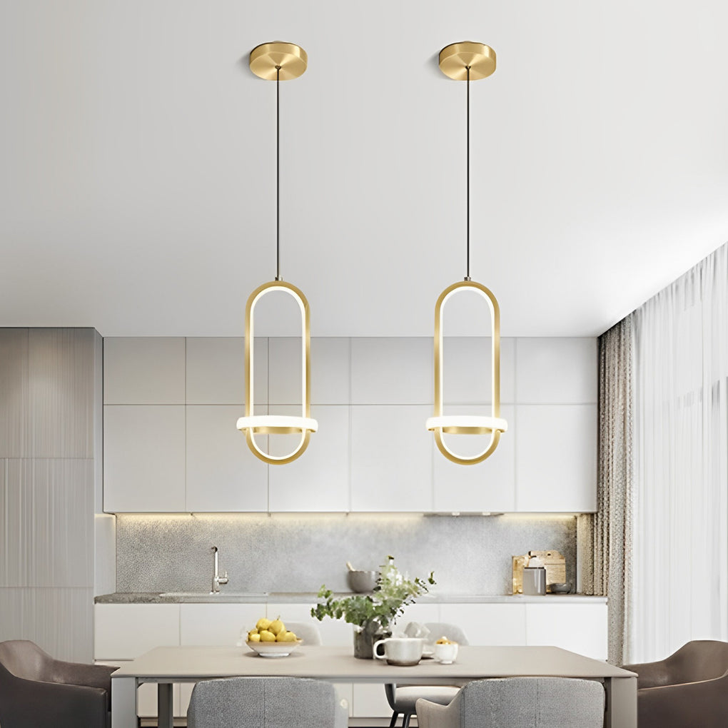 Artistic Rounded Rectangle LED Modern Pendant Lighting Kitchen Island Lighting-Lighom