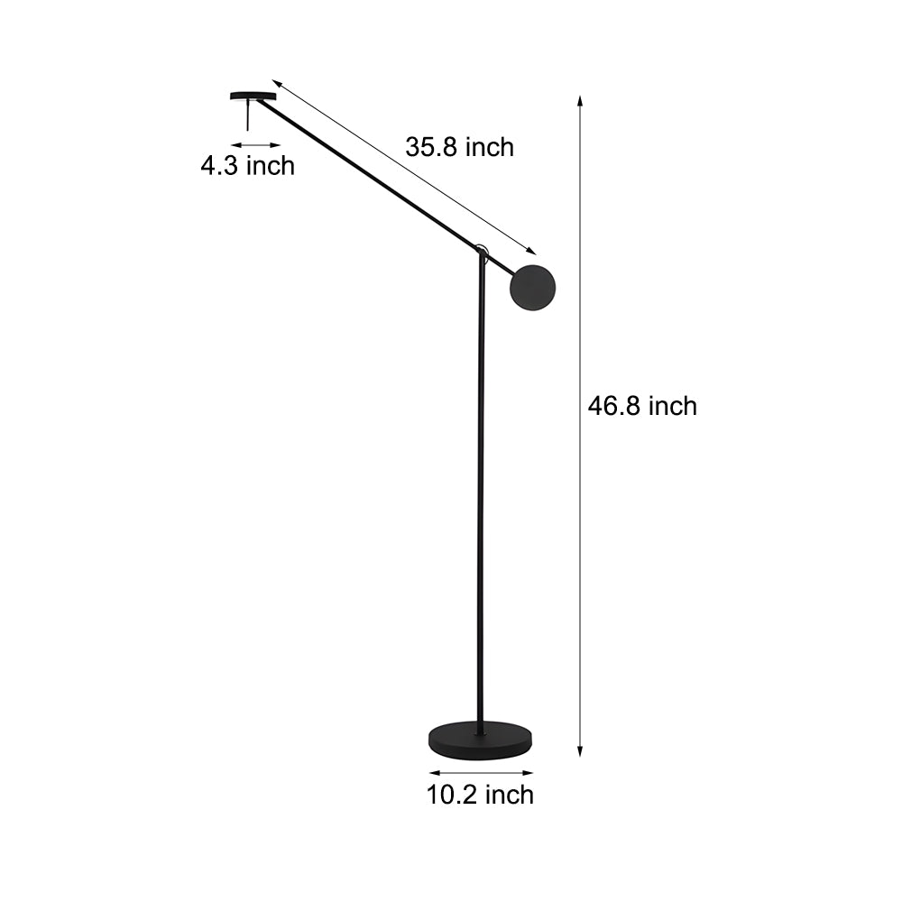 Black Adjustable Arm Invisible LED Floor Lamp-Lighom