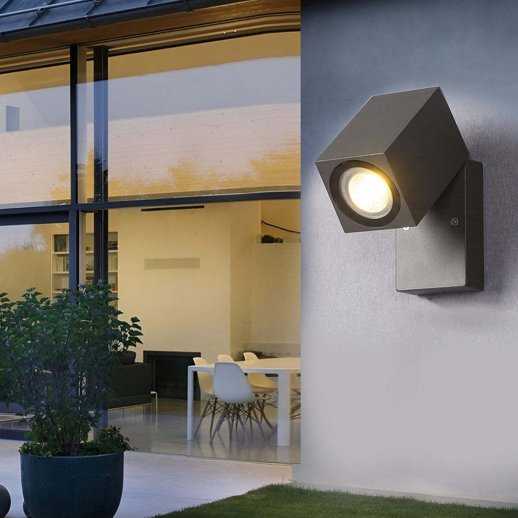Square Adjustable Waterproof Motion Sensor LED Sconces Indoor Outdoor Wall Lamp Spot Lights-Lighom