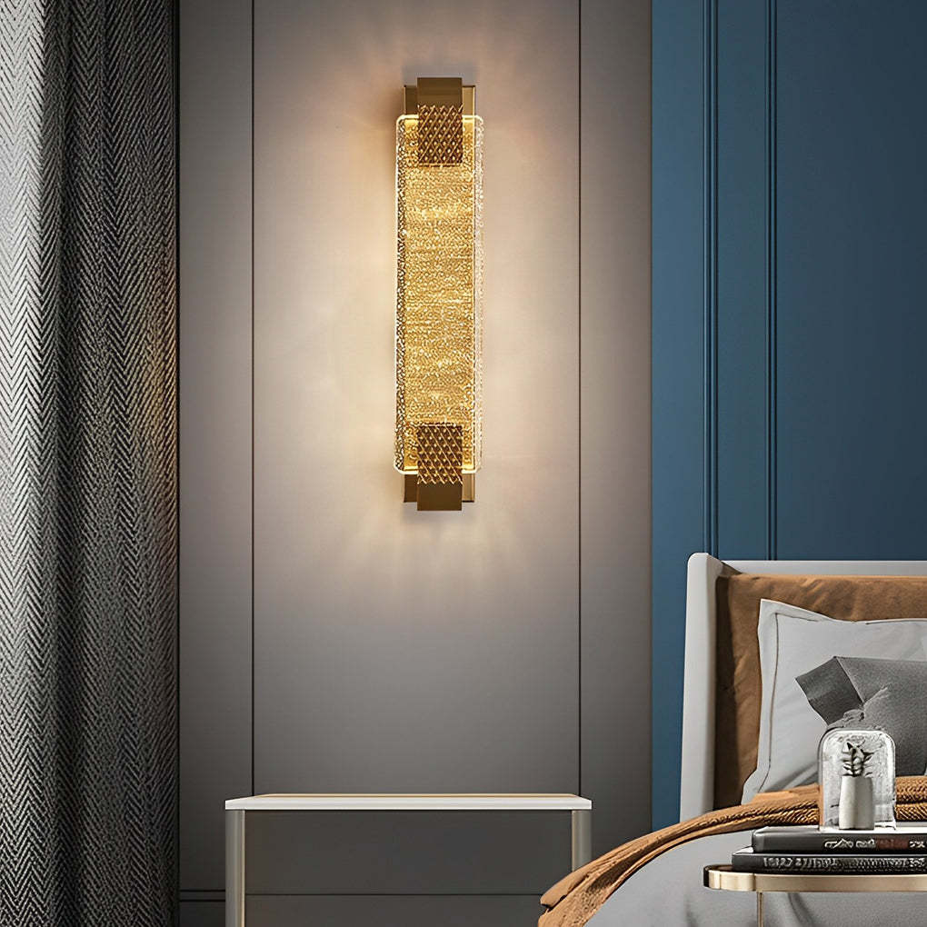 Lighom postmodern strip glass led wall lights for dining room — 3.9" W x 3.5" D x 15.7" H / Matte Black