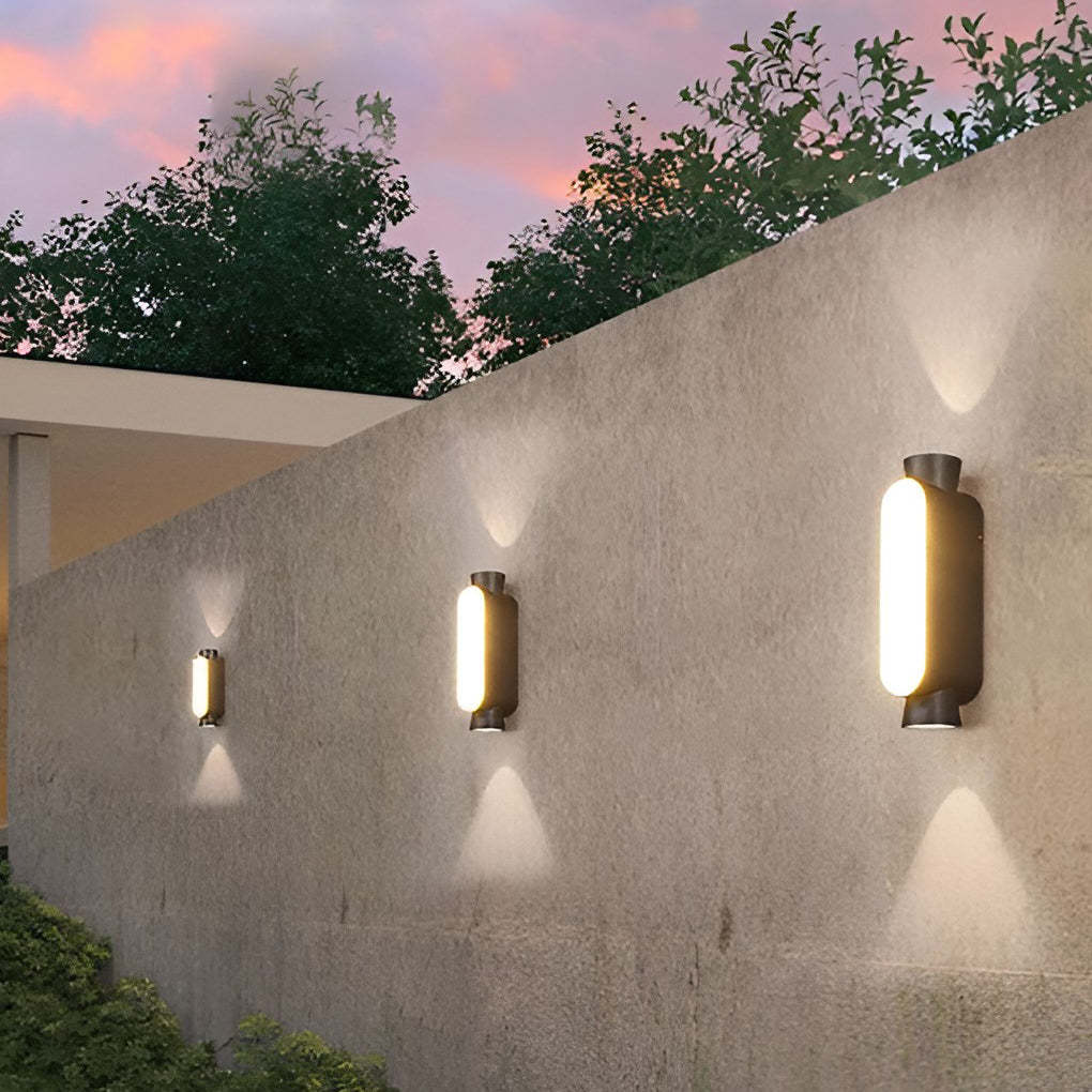 Waterproof LED Up and Down Lights Black Modern Outdoor Wall Sconce Lighting-Lighom