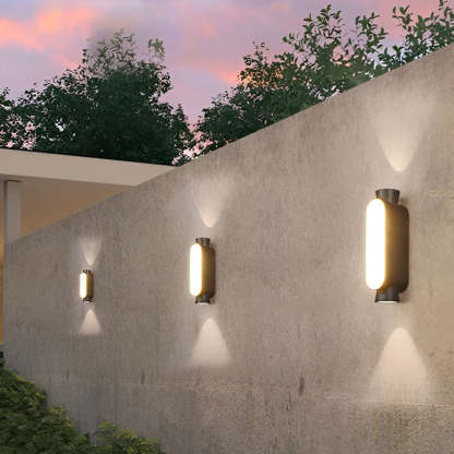 Waterproof LED Up and Down Lights Black Modern Outdoor Wall Sconce Lighting-Lighom