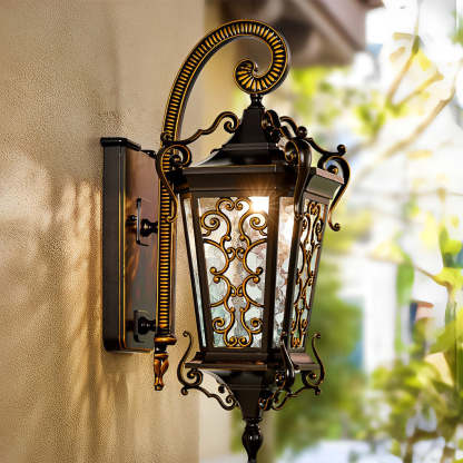 Retro Pattern Outdoor Waterproof European Style Wall Lamp Exterior Lights-Lighom