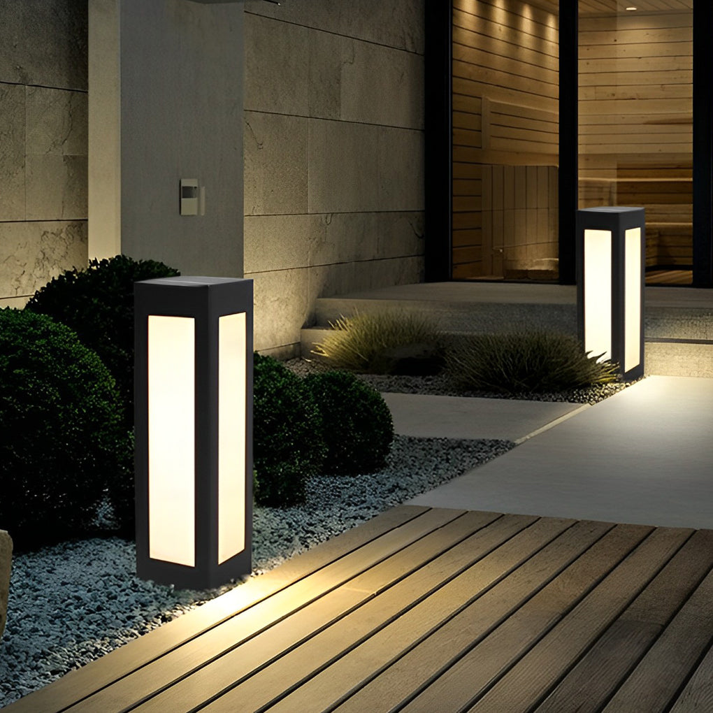 Modern Black Solar Bollard Waterproof LED Outdoor Light