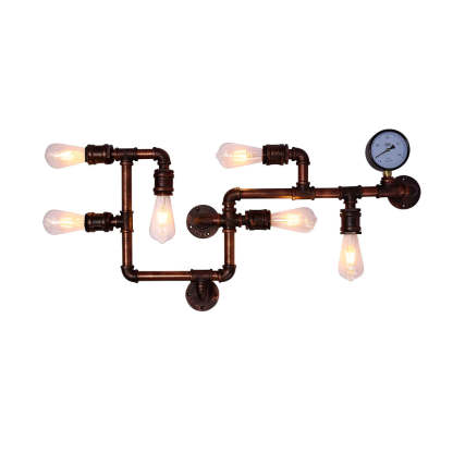 Vintage Iron Water Pipes Retro Creative Industrial Style Wall Light Fixture-Lighom